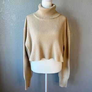 Isalis Ribbed Long Sleeve Cropped Turtleneck Sweater